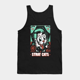 Cat smile happy face green background Tank Top